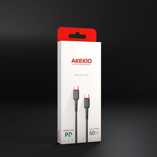 Akekio Uc20 Type C To Type C Data Cable – 65w Fast Charging, Double Copper Molding