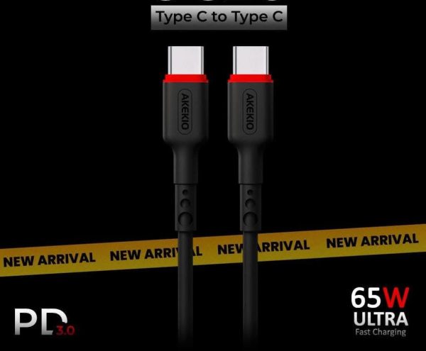 Akekio Uc20 Type C To Type C Data Cable – 65w Fast Charging, Double Copper Molding